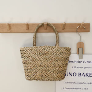 Thailand Straw Bag Portable Natural Grass Woven Bag French Hand Carrying Small Basket Vacation Beach Bag