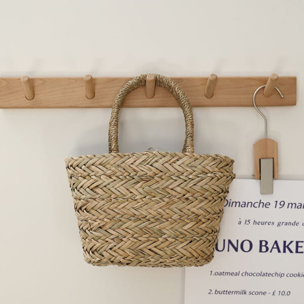 Thailand Straw Bag Portable Natural Grass Woven Bag French Hand Carrying Small Basket Vacation Beach Bag
